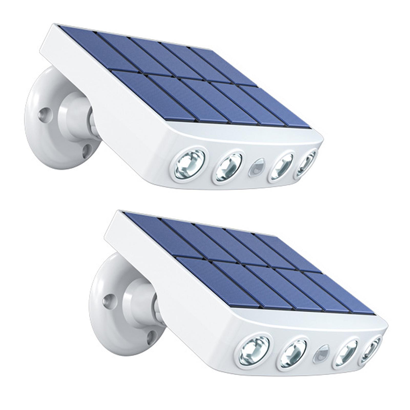 2pcs Led Solar Powered Wall Light Rotatable Waterproof Motion-sensor Lights Outdoor Garden Lamp With Holder Warm White Light No.268603