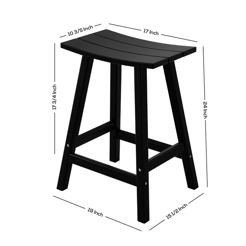 POLYTRENDS Laguna HDPE  Weather Poly Outdoor Patio Bar Stool �C Saddle Seat 24\