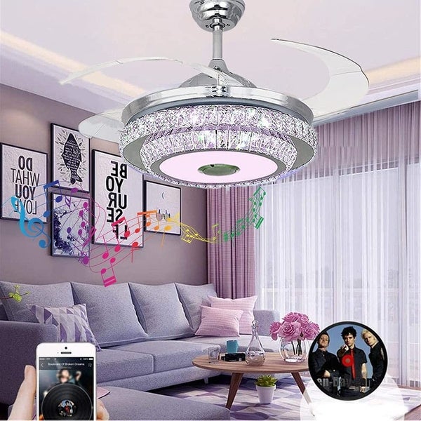 42 Inch Modern Ceiling Fan with 7 Colors Dimmable LED Lights， Bluetooth Music Player Remote Control Invisible Shopping - The Best Deals on Ceiling Fans | 41540850