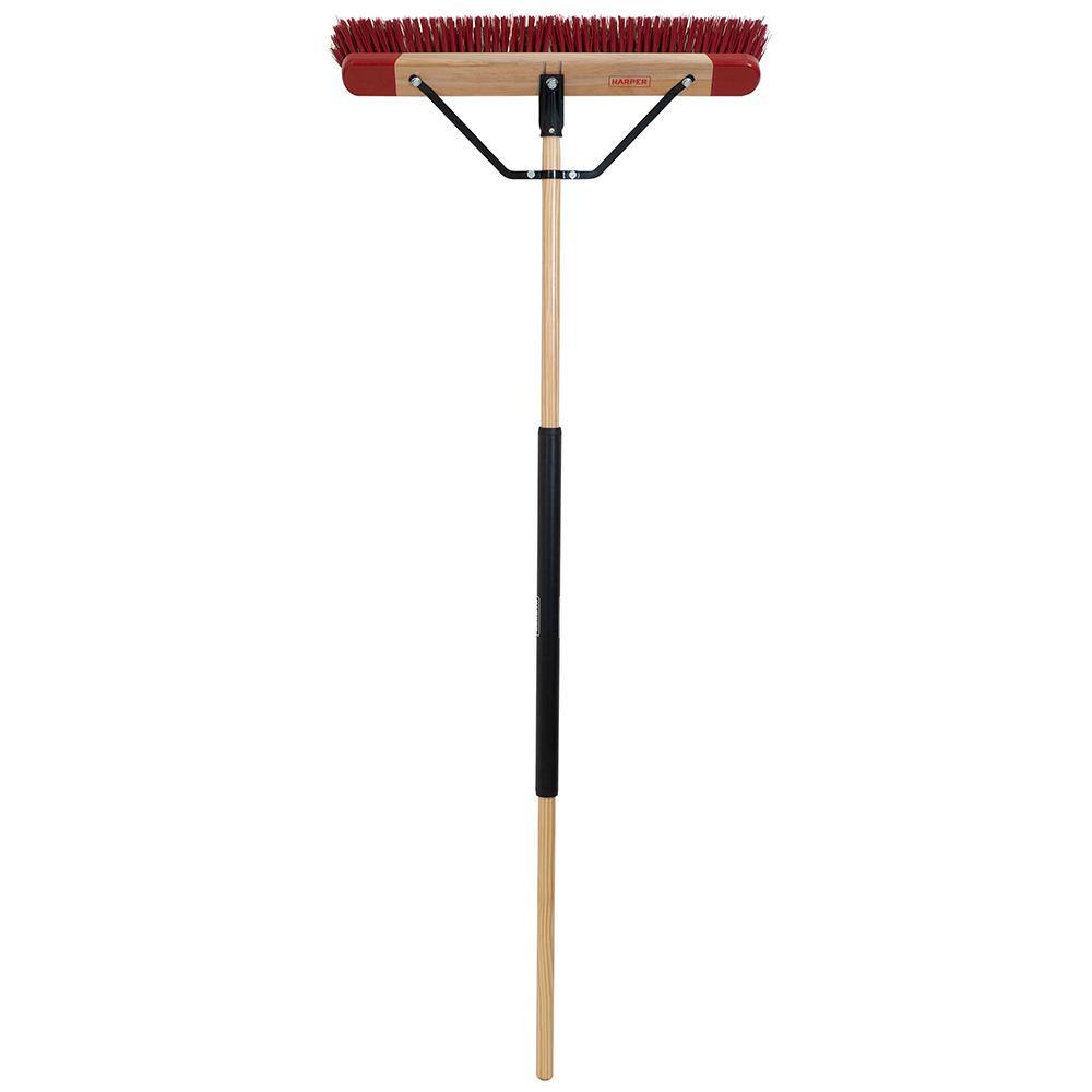 HARPER 24 in. Premium All-Purpose HardwoodSteel Handle Push Broom for Dirt Soil Mulch Grass and Oil Dry 20201041