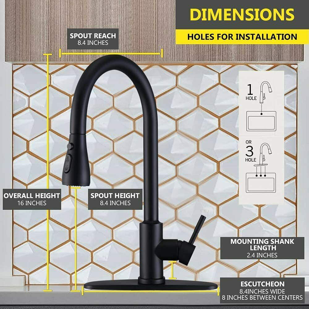 Black Touch On Sensor Kitchen Sink Faucet Pull Out Side Sprayer with Cover