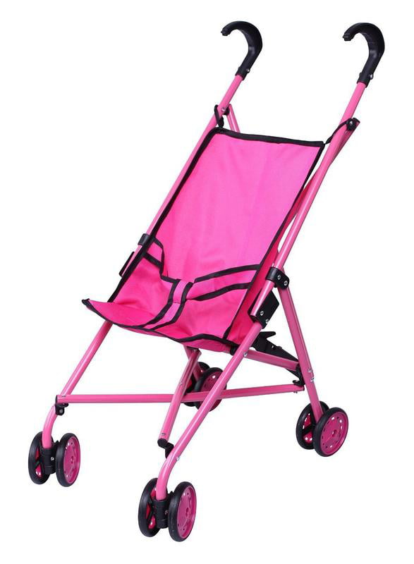 Click N' Play Precious Toys Pink and Black Handles Baby Doll Stroller (with Swiveling Wheels)