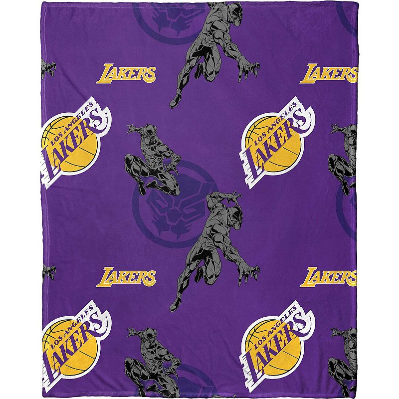 Northwest x Disney Los Angeles Lakers Black Panther Hugger Pillow and Throw Blanket Set