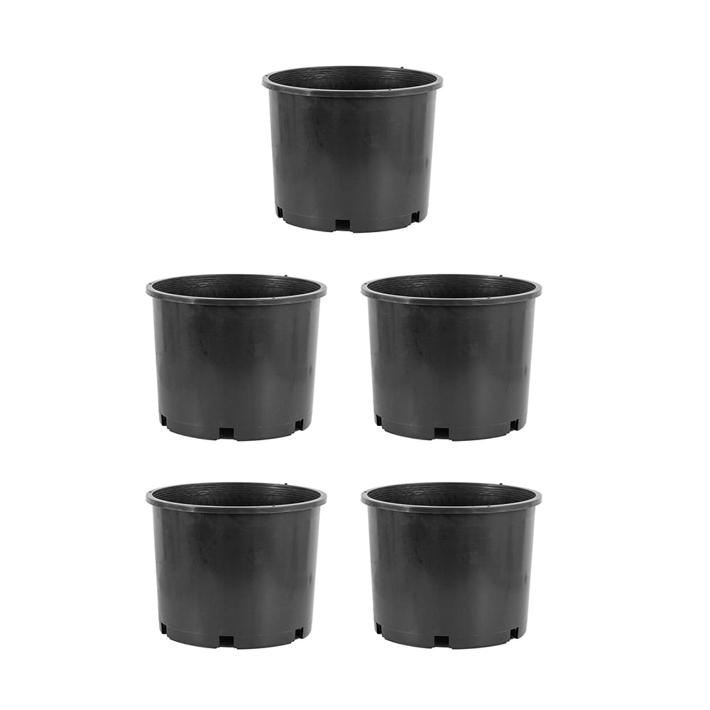 Pro Cal 18" x 18" x 15" Oval Black Plastic Plant Pot (5 Pack)