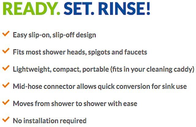 Rinseroo Bathe Anywhere Pet Rinser Hose Attachment， 6-ft， Blue