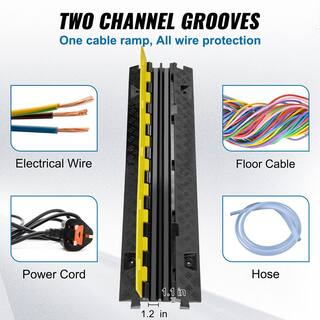 VEVOR 36.14 in. x 9.84 in. Cable Protector Ramp 2 Channel 22000lbs. Load Raceway Cord Cover TPR Speed Bump for Traffic(5-Pack) SK52WH1211TPU2ZI9V0