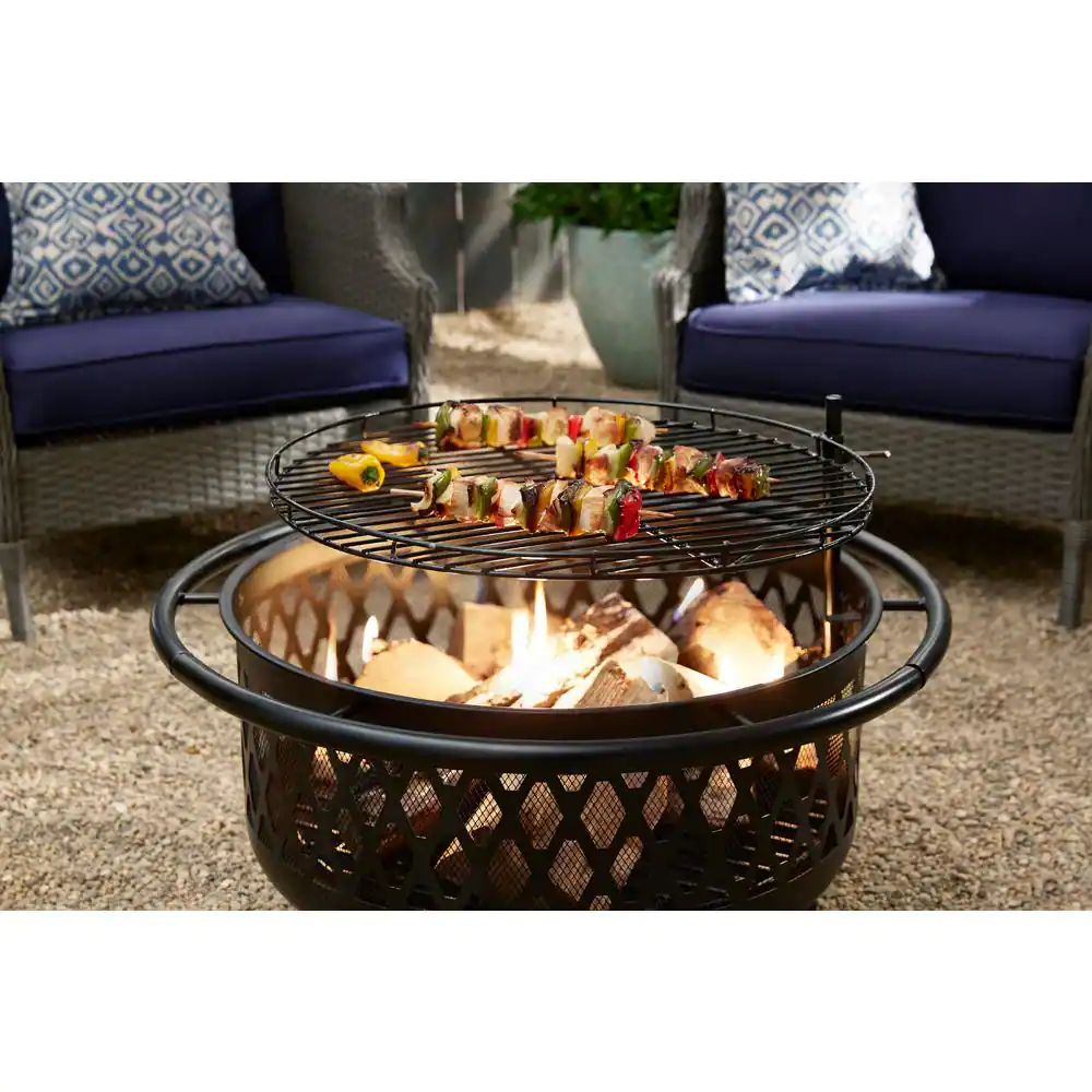 Hampton Bay OFW992RA Piedmont 30 in. Steel Fire Pit in Black with Poker