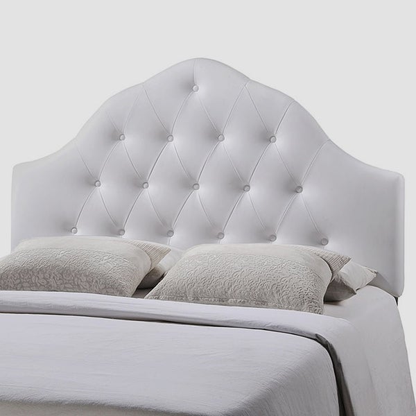 Brighton Full Size White Vinyl Upholstered Button Tufted Headboard - - 28355266