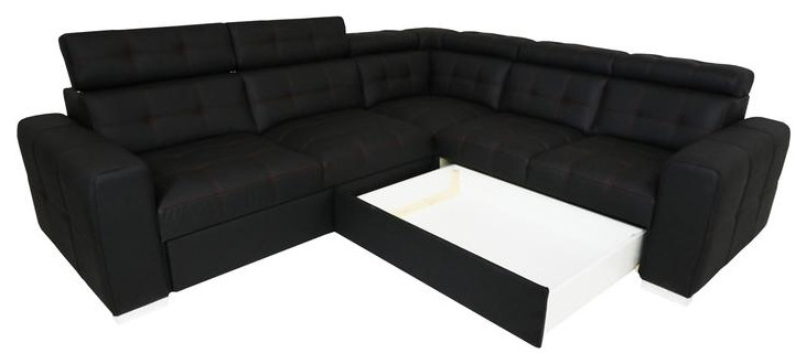 Cyrus 1 Sectional Sleeper Sofa   Black  Right Corner   Contemporary   Sleeper Sofas   by Table World  Houzz