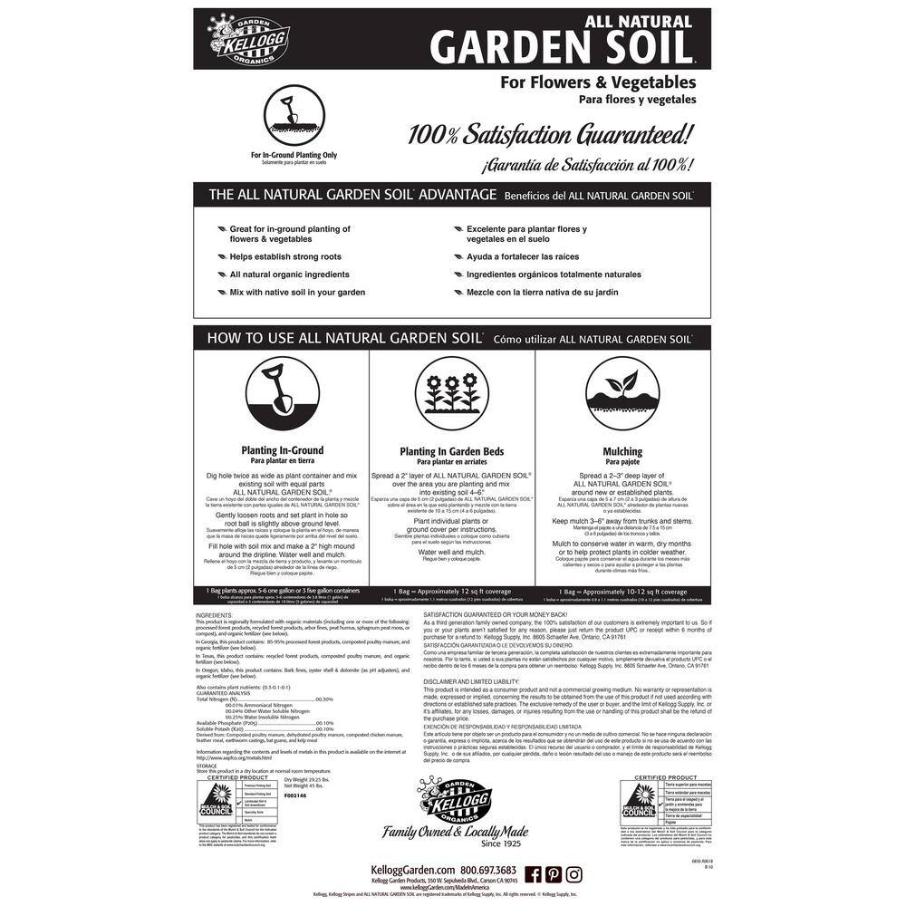 Kellogg Garden Organics 2 cu. ft. All Natural Garden Soil for Flowers and Vegetables 6850