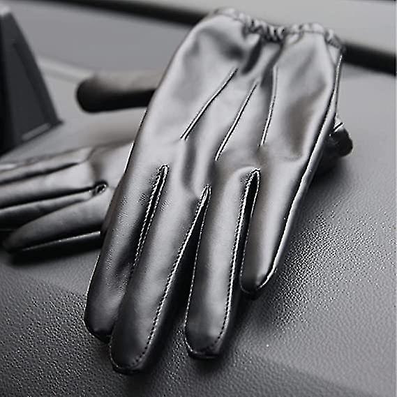 Women's Touchscreen Leather Gloves - Winter Warm Pu Leather Gloves Outdoor Driving2setblack