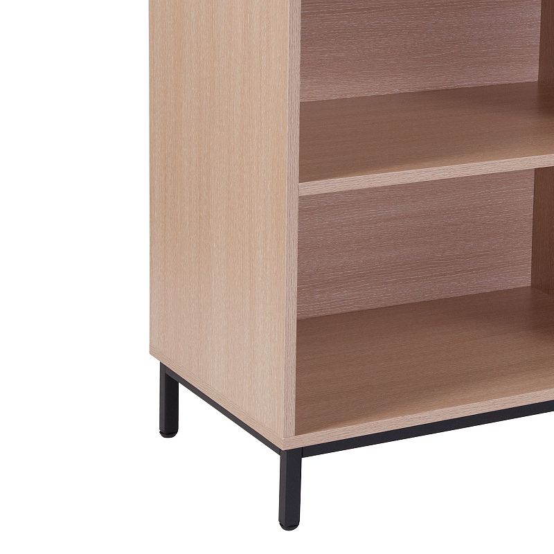 Emma and Oliver 4 Shelf 29.5H Open Bookcase Storage in Oak Wood Grain Finish