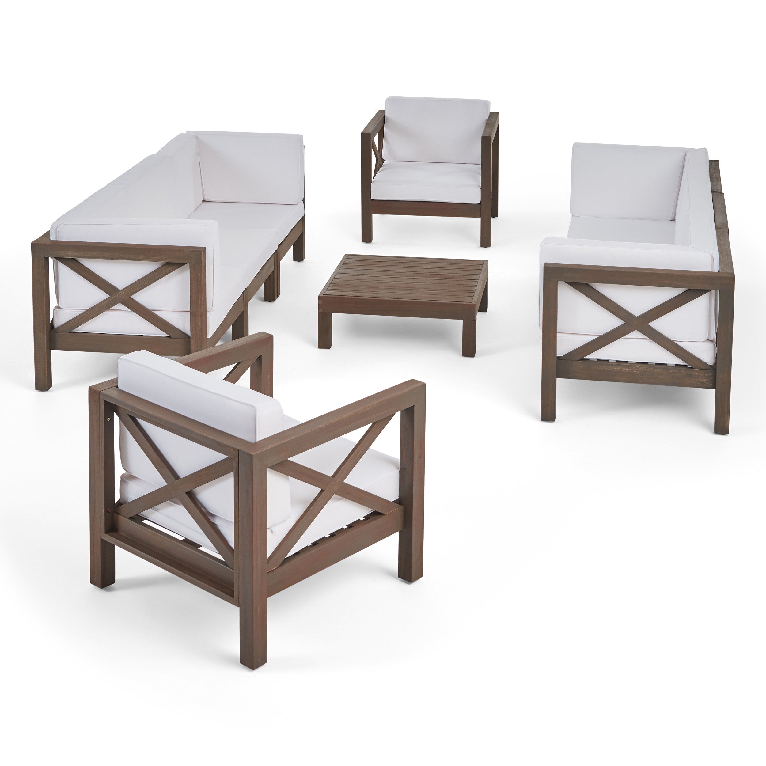 Morgan Outdoor 8 Seater Acacia Wood Sofa and Club Chair Set