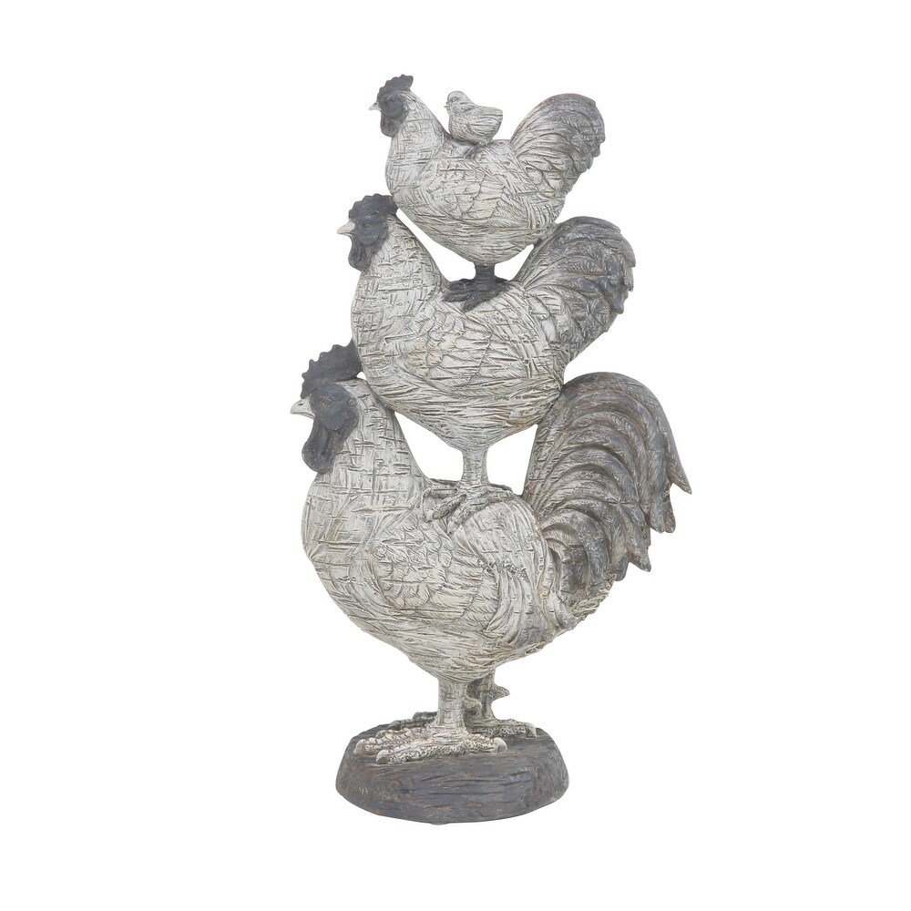 White Polystone Farmhouse Sculpture Rooster 17 x 9 x 6   9 x 6 x 17