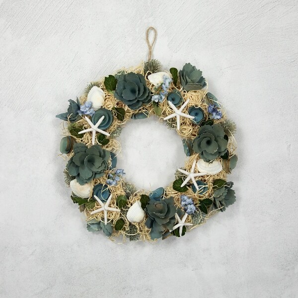 Floral Starfish and Seashells Artificial Wreath