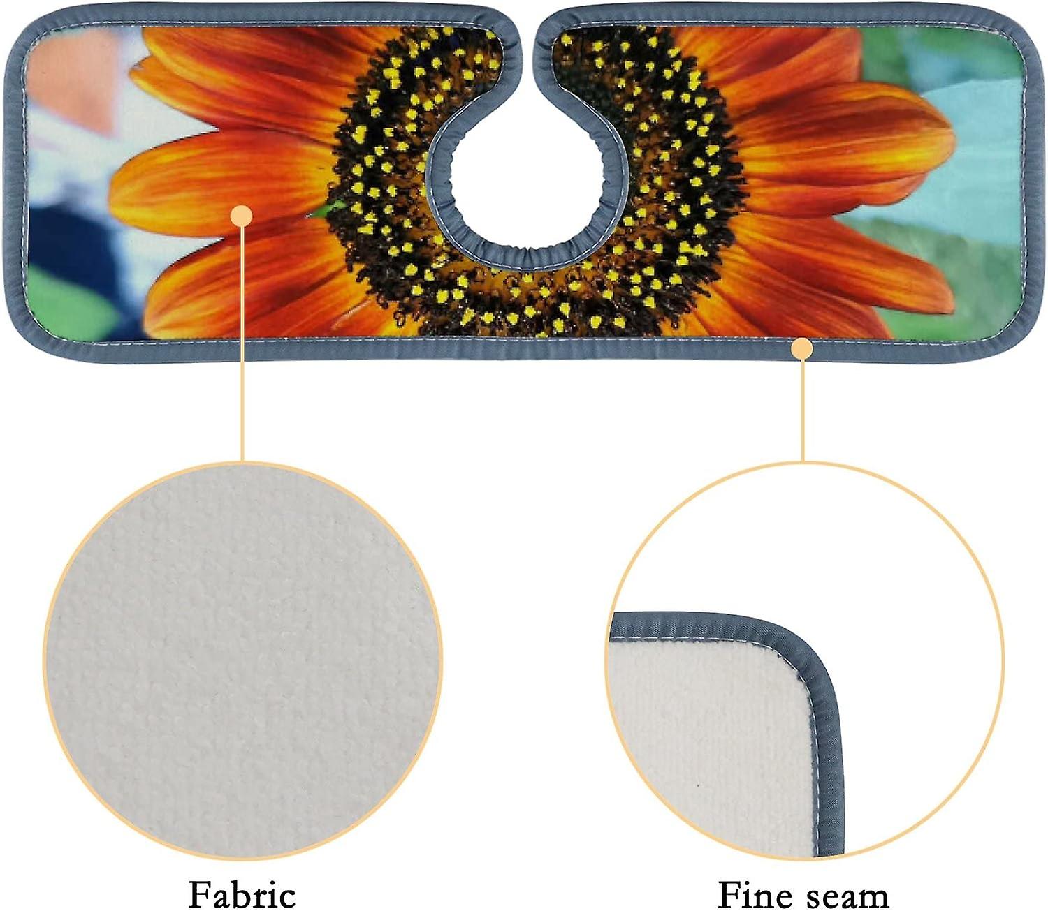 Faucet Absorbent Mat 2pcs Brushed Strokes Summer Fruits Orange And Leaves Washable Counter Drying Pads