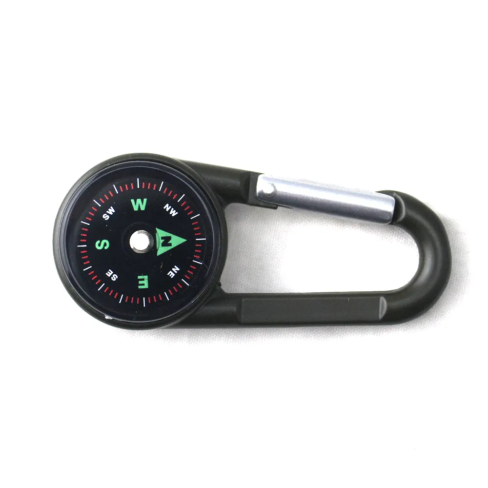 Outdoor Survival Ball Compass Thermograph Carabiner Camping Hiking Accessory Easy Carry Portable Compass