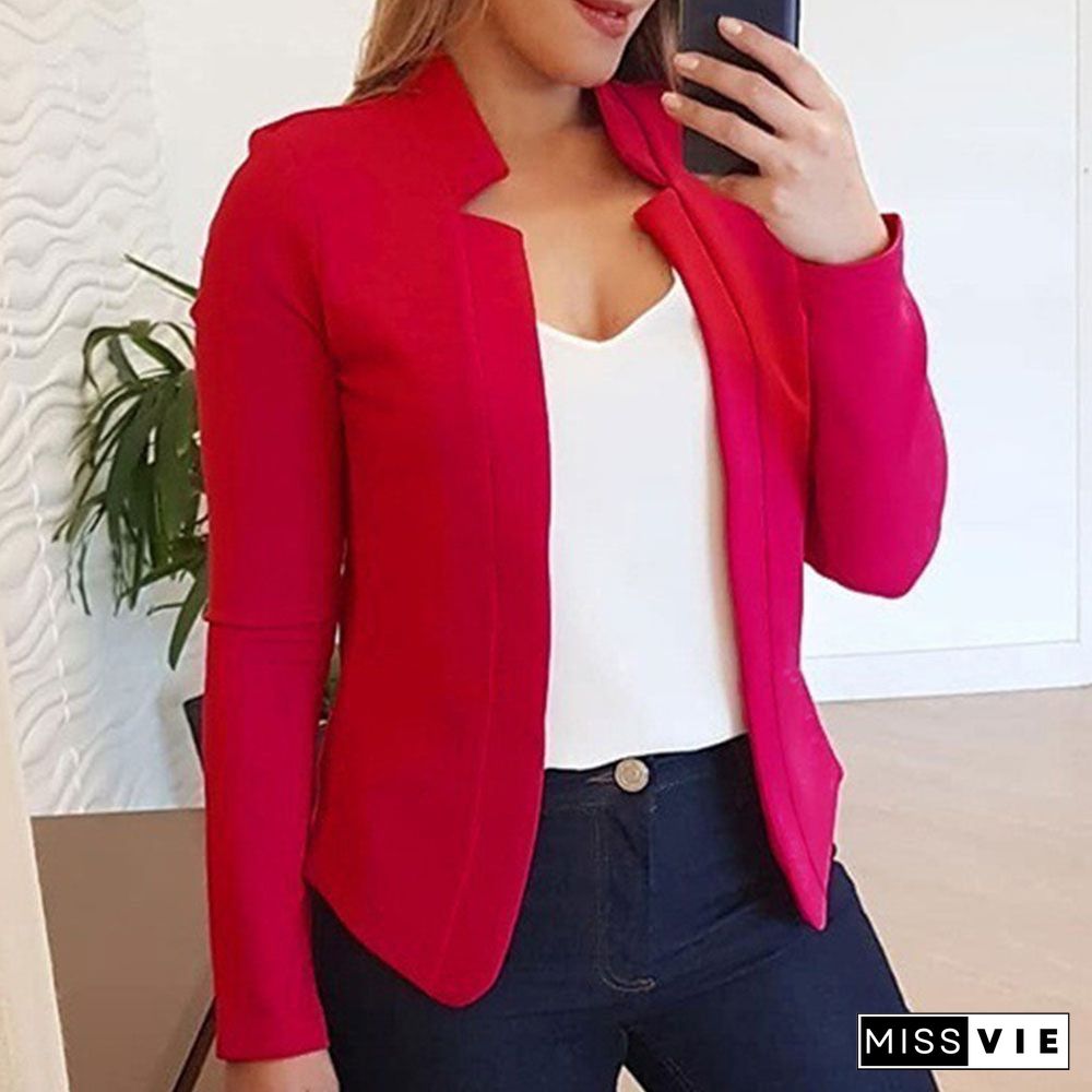 New Women Blazer Thin Long Sleeve Blazer Solid Color Office Lady Suit Coat Fashion Women Basic Coats Autumn Chaquetas Mujer