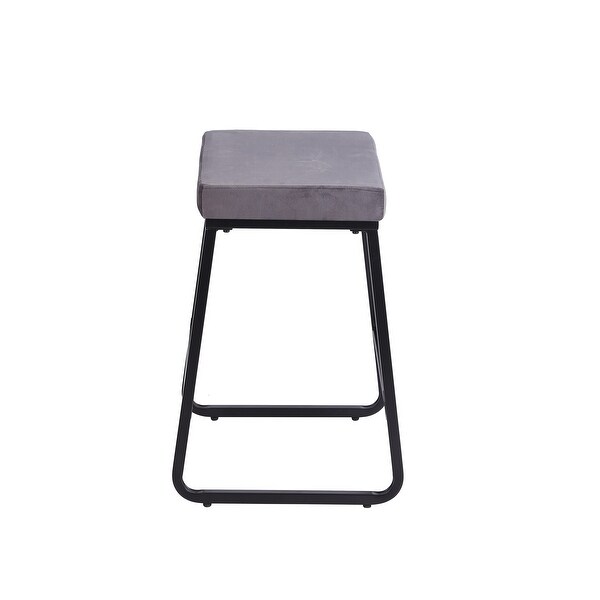 Porthos Home Sato Counter Stools Set of 2， Velvet Upholstery， Iron Legs