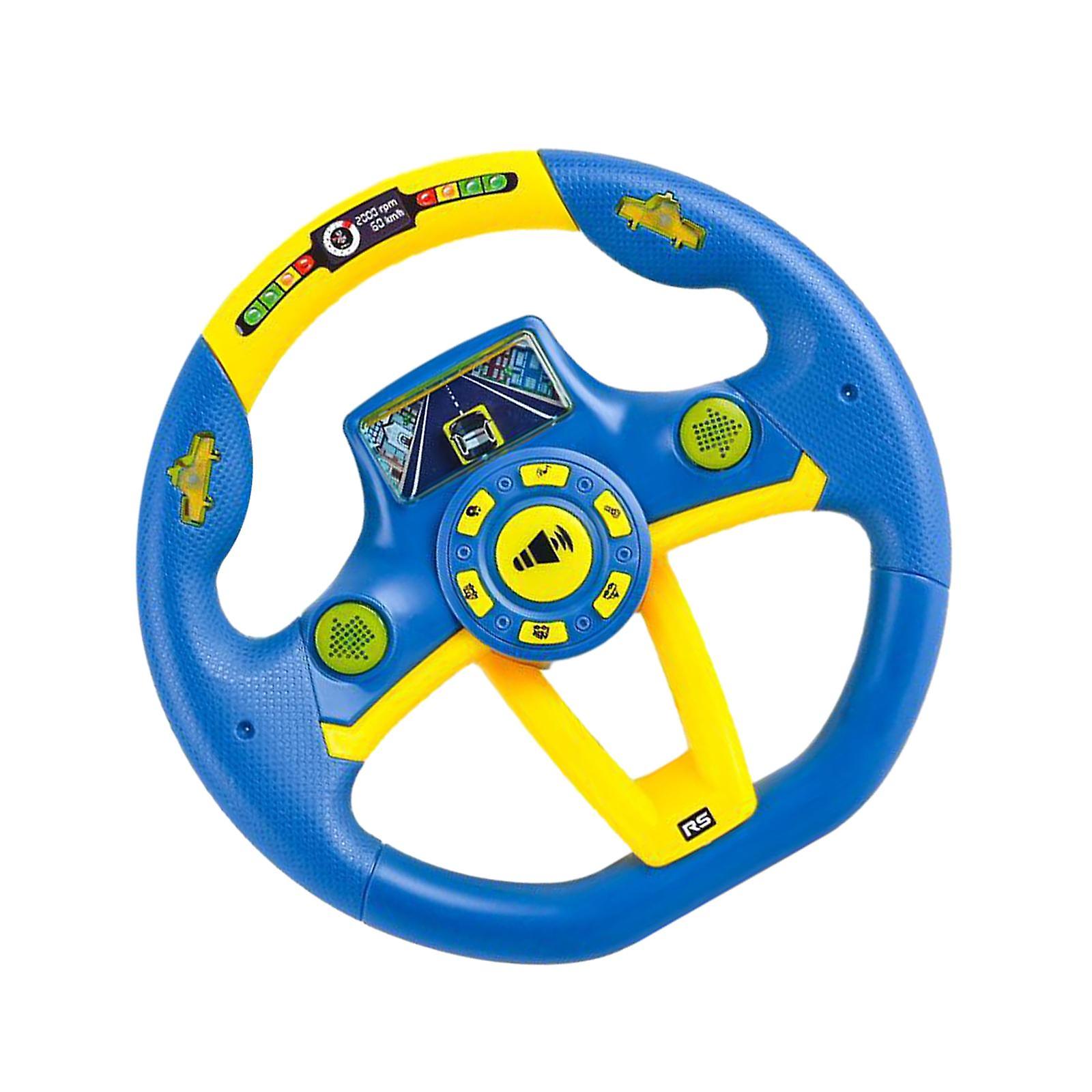 Round Steering Wheel Toy Battery Powered For Playground Busy Board Treehouse Blue