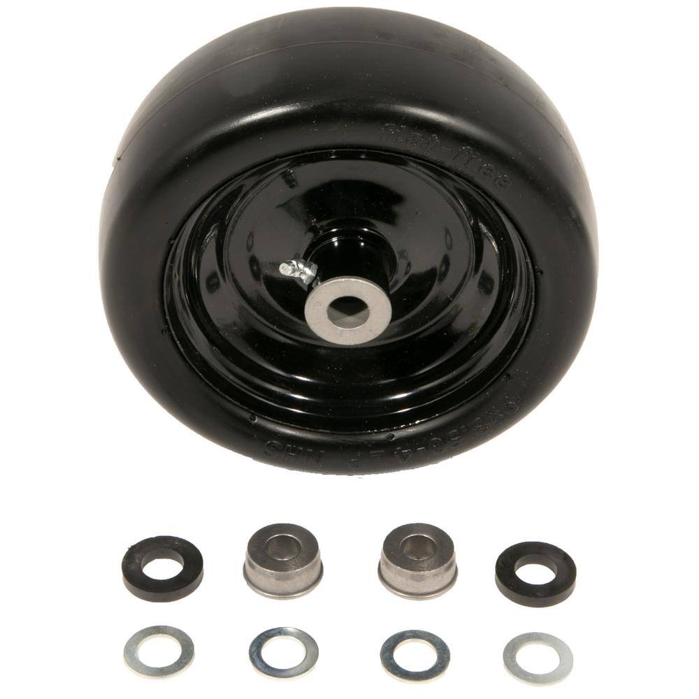 Arnold Universal 9 x 3.5 Smooth Tread Black Rim Flat Free Wheel Assembly for Zero-Turn Mowers with 34 in. or 58 in. Axles 490-325-0065