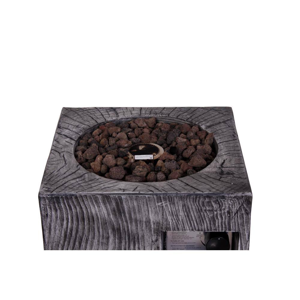 HeatMaxx Outdoor Propane Fire Pit 30000 BTU Column Propane Fire Pit Wood-Look Surface SRGF12111