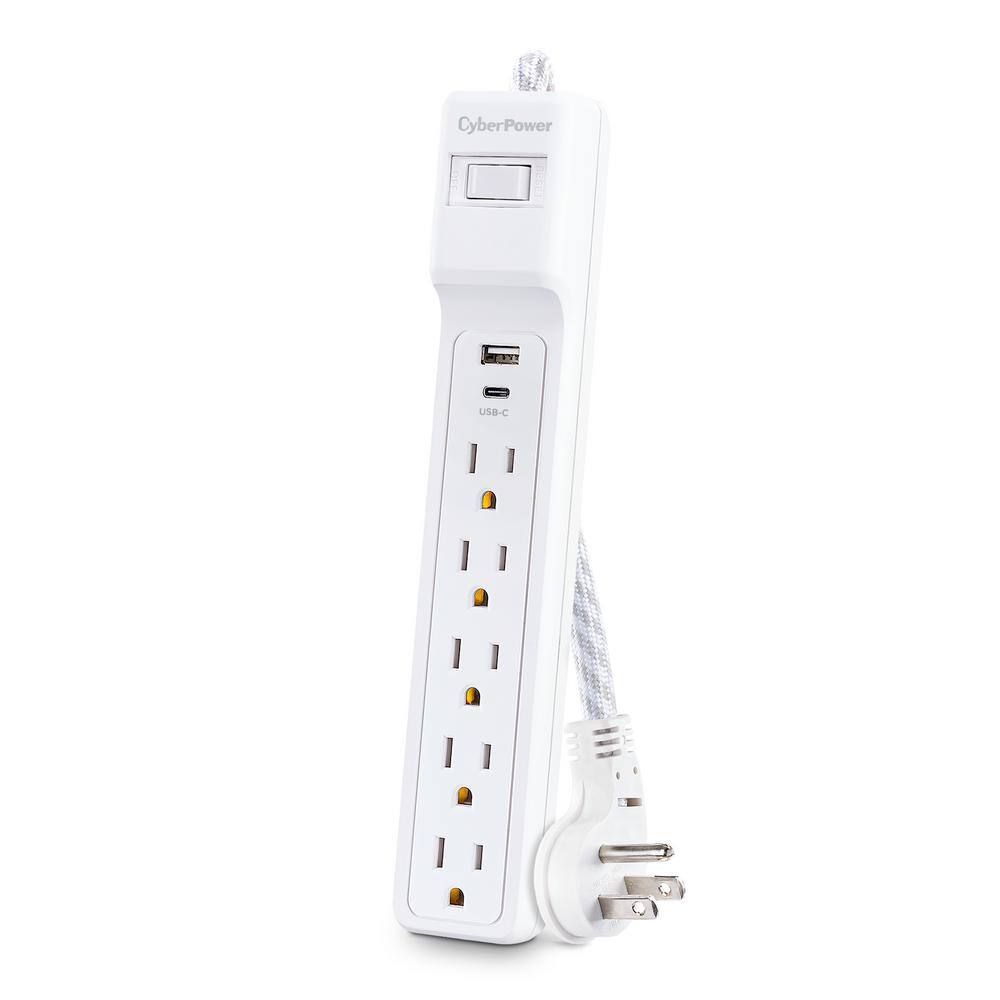 CyberPower 5-Outlet 1 USB-A 1 USB-C Surge Protector with 4 ft. cord P504UC