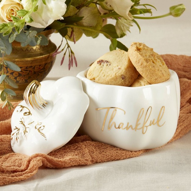 Kate Aspen Thankful White Pumpkin Decorative Bowl 23272na