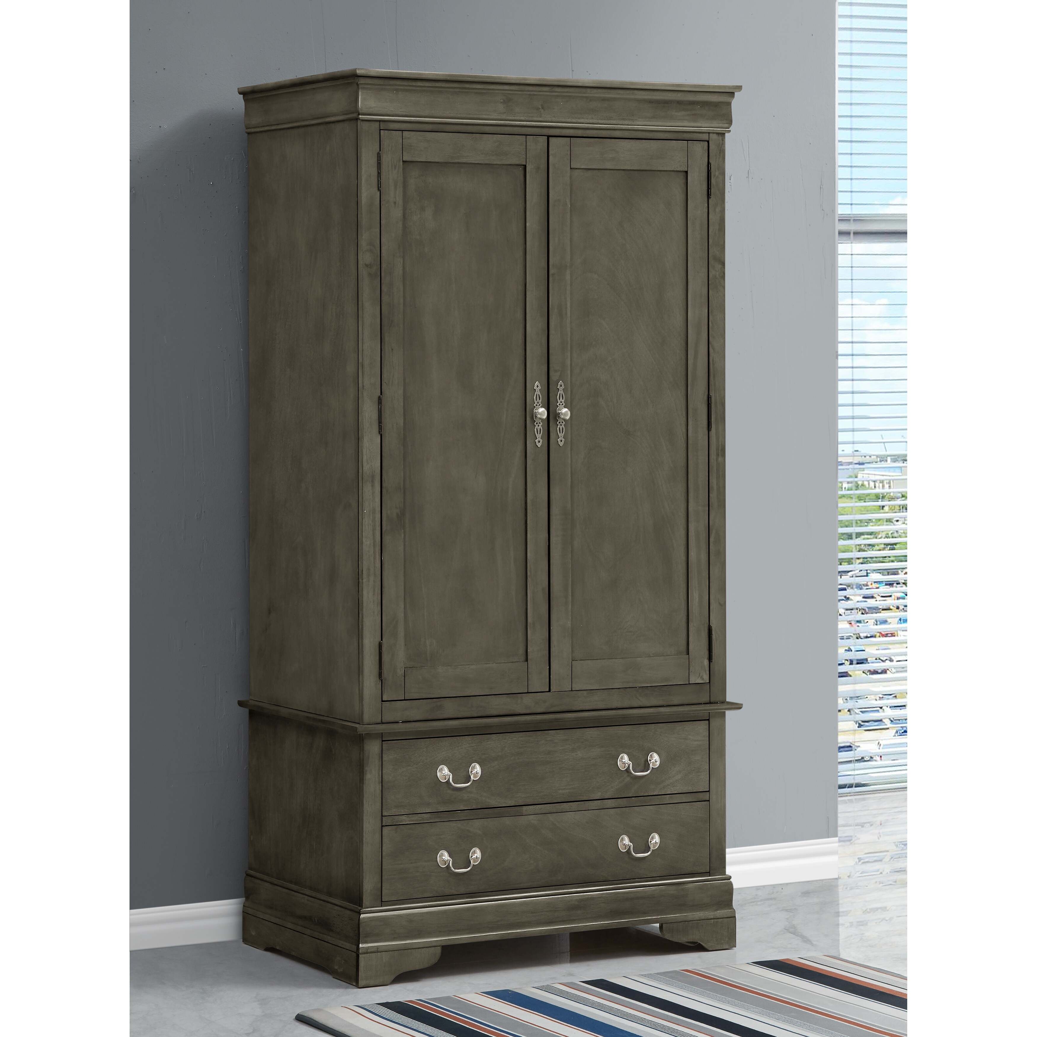 LYKE Home Anabelle Gray Armoire - 78