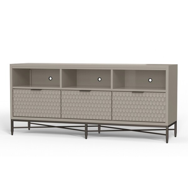 Rexi 64 Inch TV Media Entertainment Center Console， 3 Drawers， Taupe Gray