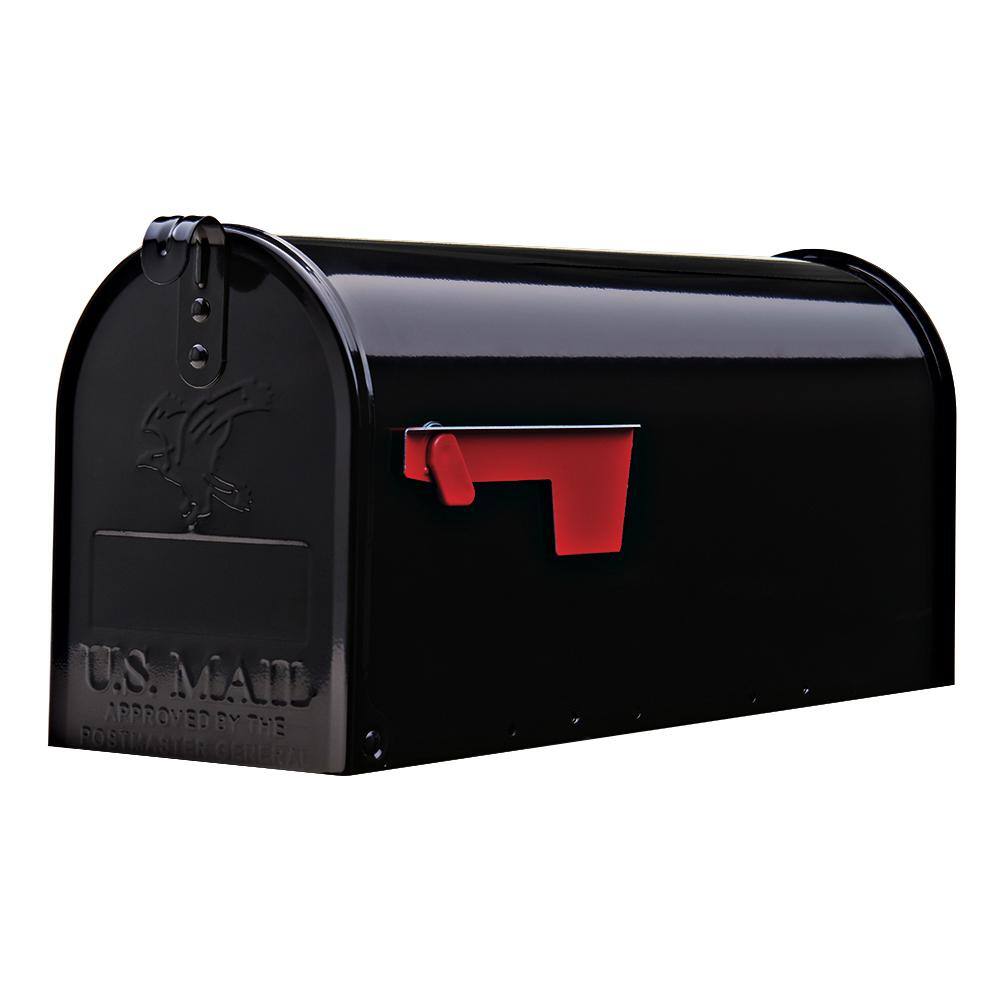 Architectural Mailboxes Elite Black Medium Steel Post Mount Mailbox E1100BAM