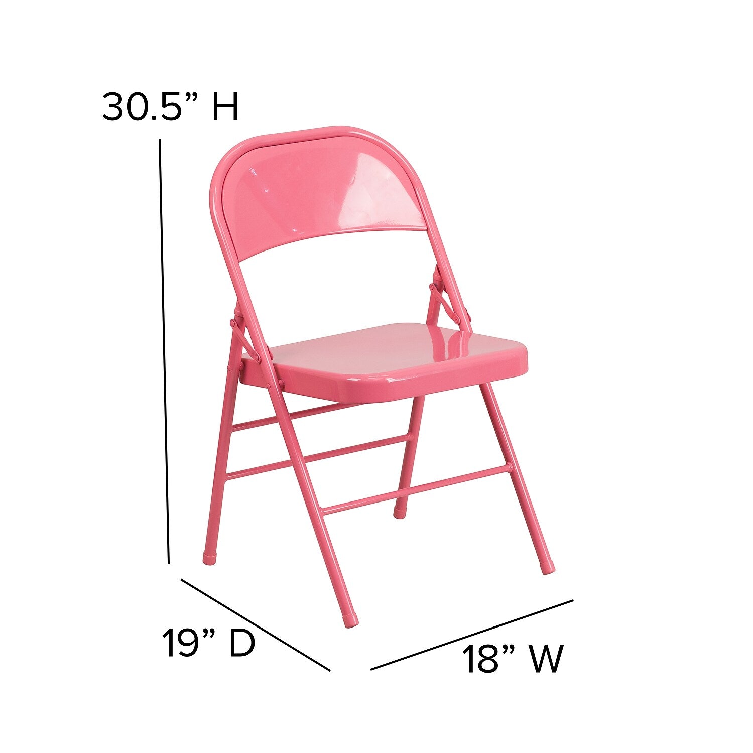 Flash Furniture HERCULES COLORBURST Series Metal Folding Chair Bubblegum Pink Set of 4 (4HF3PINK)