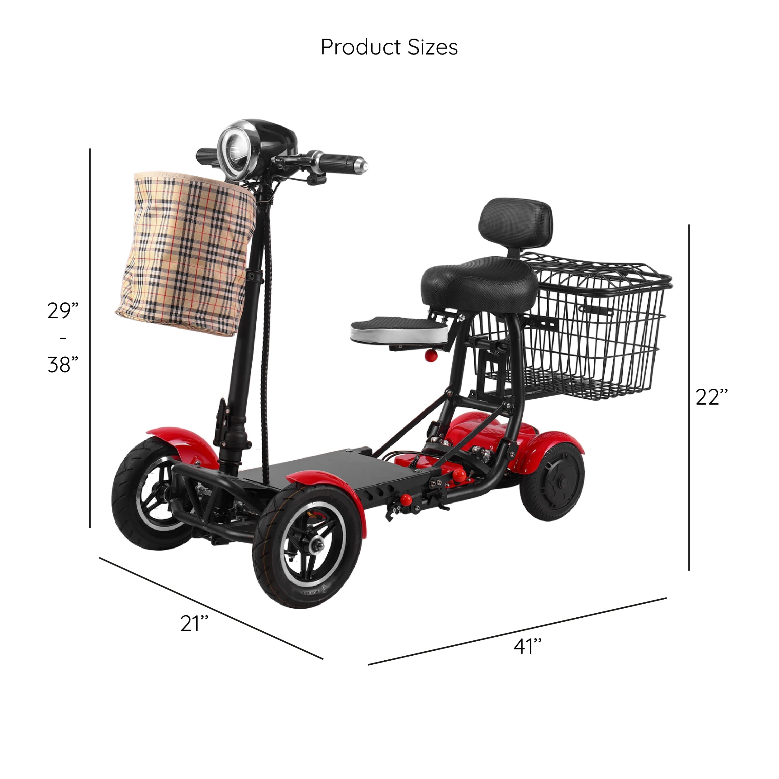 4 Wheel Electric Battery Power Scooter, Foldable Lightweight FDA Approved