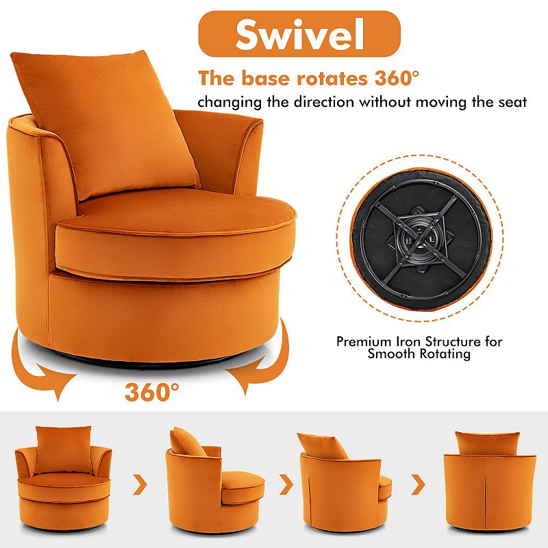 Modern 360 Swivel Barrel Chair with No Assembly Needed-Orange