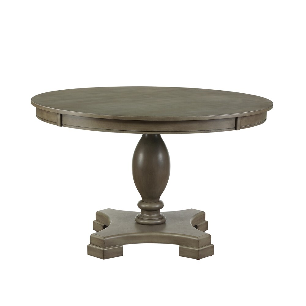 The Gray Barn Bag End Grey Oak Dining Table with Single Pedestal