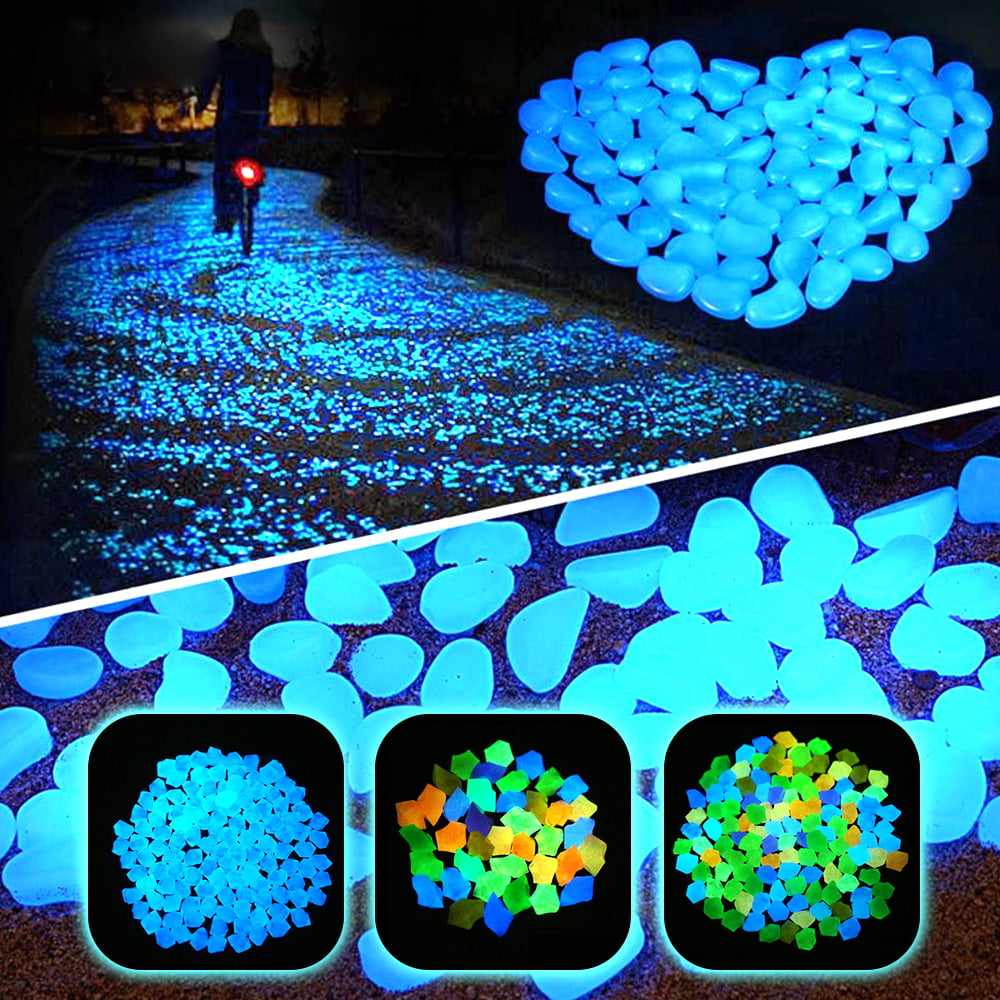 Willstar 300Pcs Garden Decor Luminous Stones Glow In Dark Decorative Pebbles Outdoor Fish Tank Decoration Pebble Rocks Fish Tank