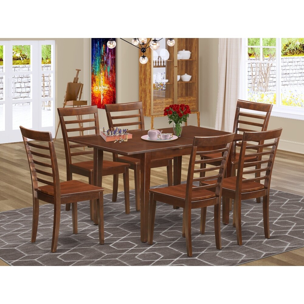 East West Furniture Kitchen Table Set Consist of a Rectangle Dining Table and Dining Chairs (Chair Seat Type Options)