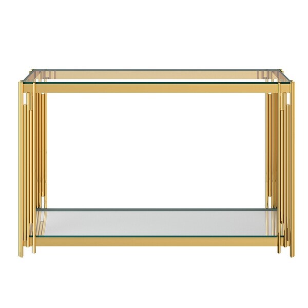 Contemporary Metal and Glass Console Table