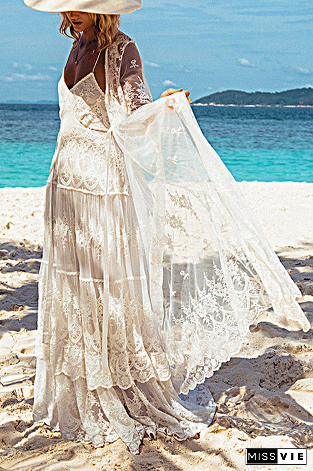 Lace Sheer Beach Cover Up Kimono