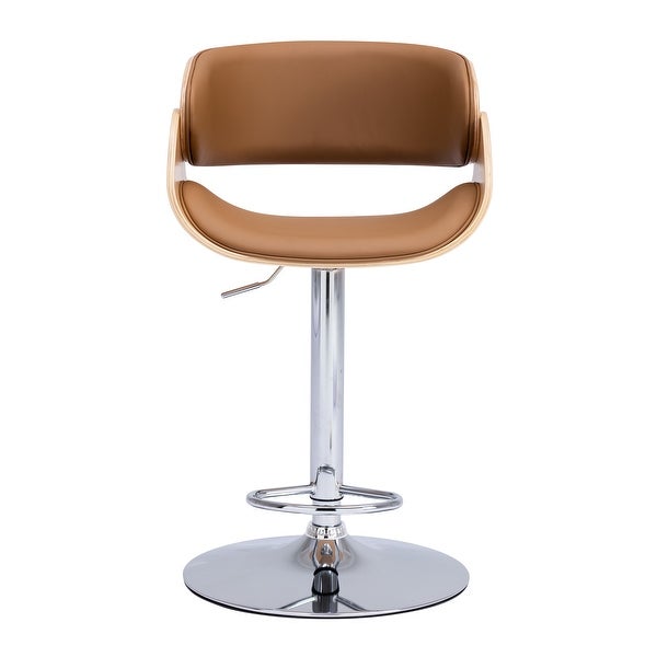 Adjustable/Swivel Bar Stool， PU Leather Ecru Bent wood Bar Chair