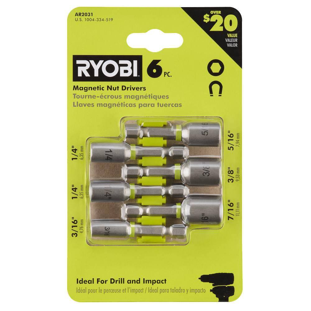 RYOBI Impact Rated Magnetic Steel Nut Driver Set (6-Piece) AR2031