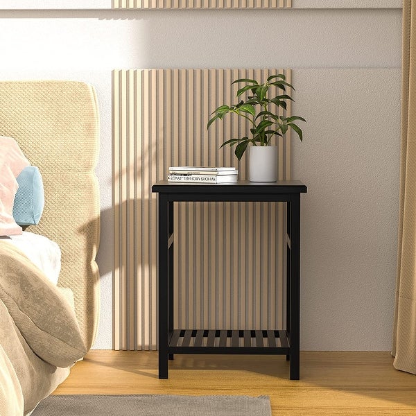 Modern Bamboo 2-Tier End Table/Side Table/Nightstand