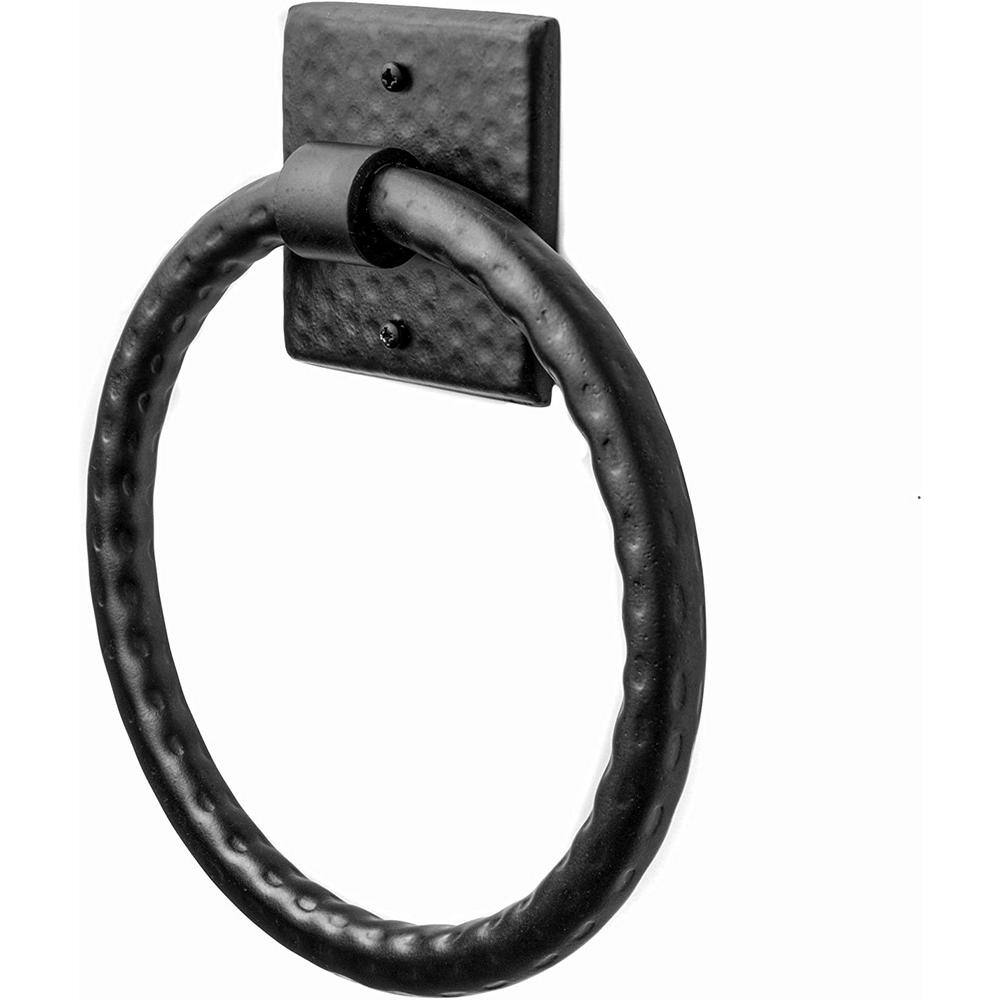 Monarch Abode Monarch Hand Hammered Matte Black Towel Ring 19131