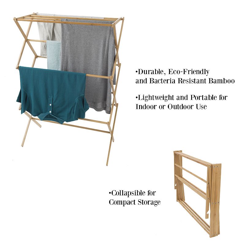 Hastings Home Bamboo Clothes Drying Rack