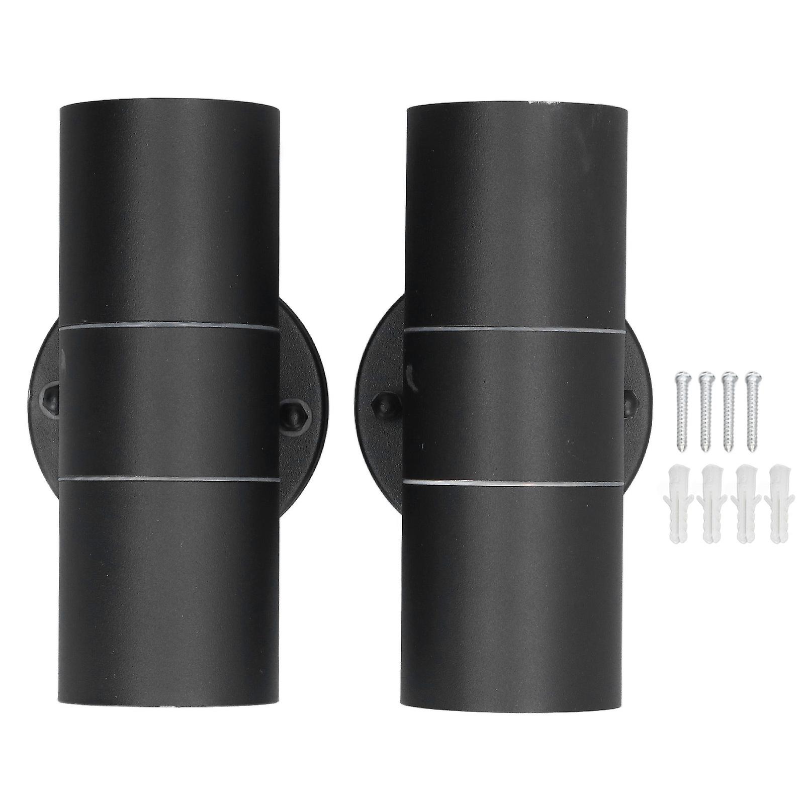 2pcs Gu10 Stainless Steel Outdoor Wall Sconce Waterproof Led Cylinder Up Down Wall Light For Yard Villas Living Rooms 220240vblack