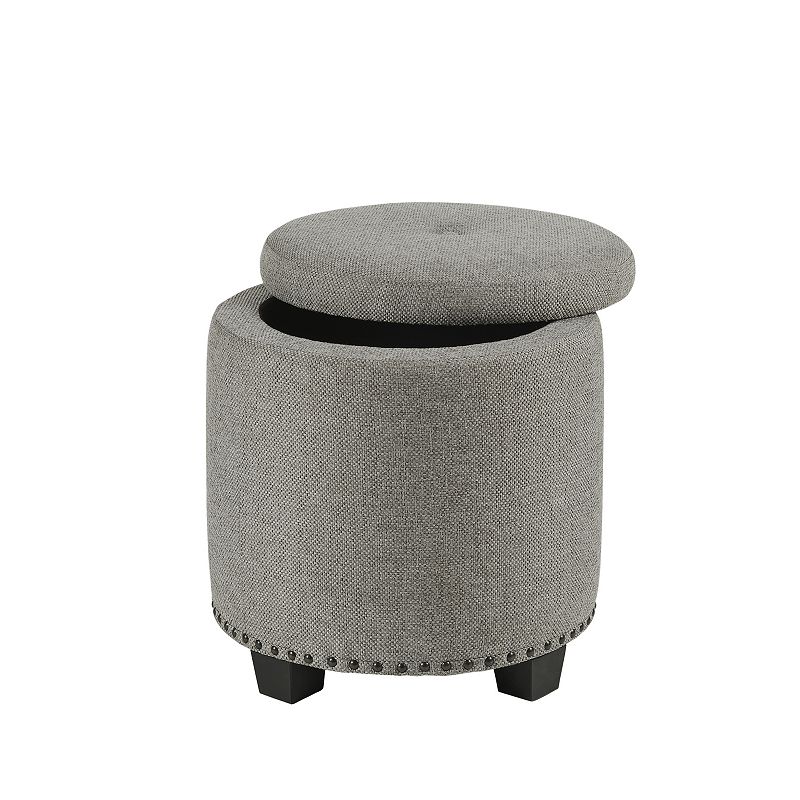 Madison Park Frances Round Storage Ottoman