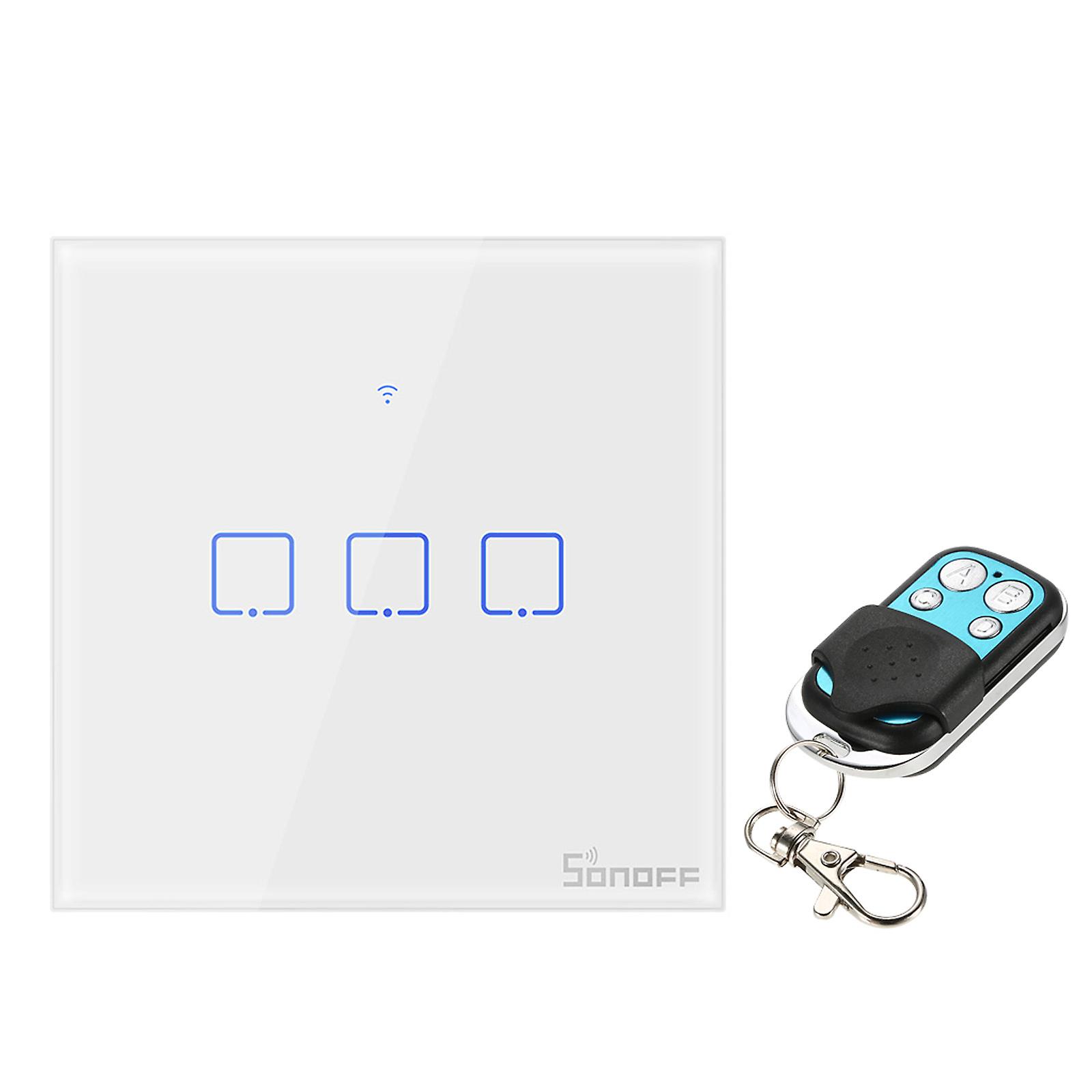 White 3 Gang Sonoff T1eu3c-tx 3 Gang Smart Wifi Wall Light Switch 433mhz Wireless Control Rf Remote Controller App/touch Control Timer Eu Standard Pan