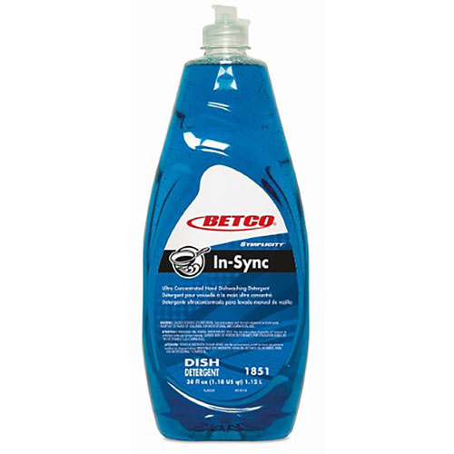 Betco Simplicity In-Sync Dishwashing Liquid - Concentrate Liquid - 38 fl oz (1.2 quart) - Fresh Ozonic ScentBottle - 1 Each - Blue | BET1851B900