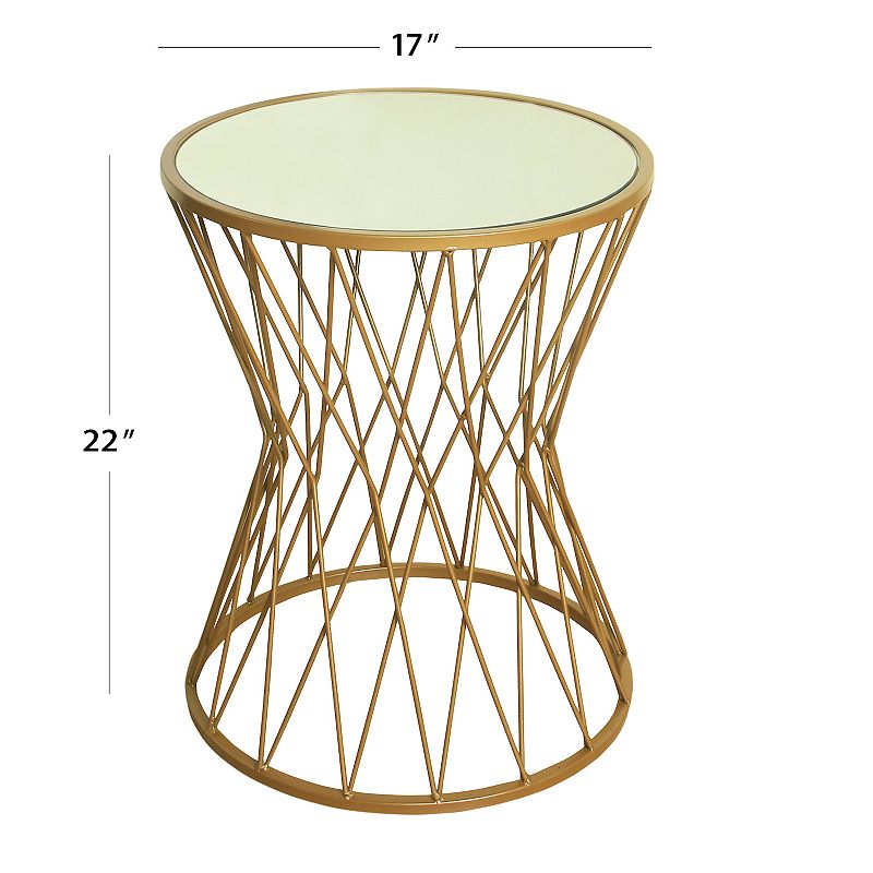 HomePop Hourglass Mirrored Gold Finish End Table