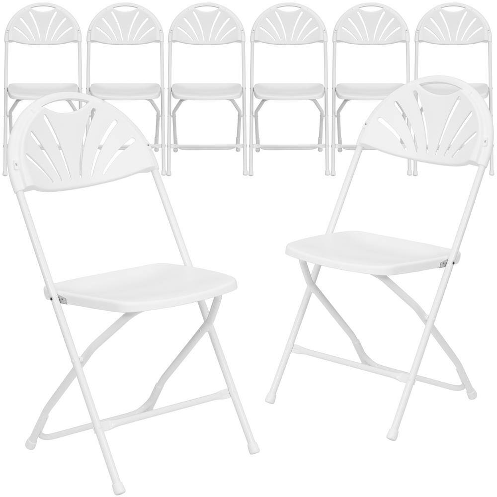 Carnegy Avenue White Metal Folding Chair (Set of 8) CGA-Y-14195-WH-HD